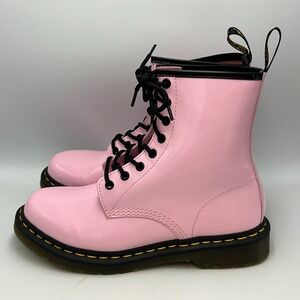 NEW Dr Doc Martens Boots 1460 Pink Patent Leather Goth Womens Size 9 Combat Boot